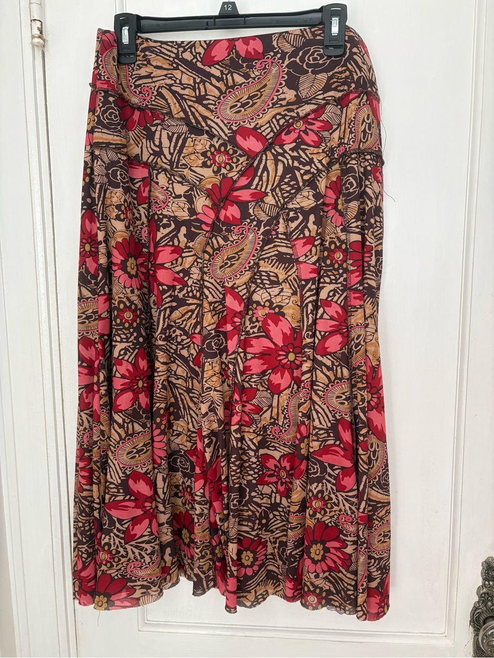 Requirements Red and Brown Floral Paisley Circle Skirt